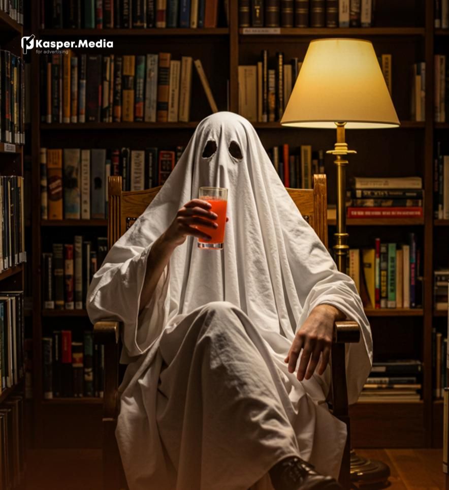 شبح يقرأ في مكتبة